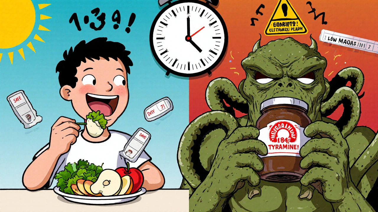 Split scene: safe food on one side, a monstrous miso paste attacking on the other, with a 21-day countdown clock.