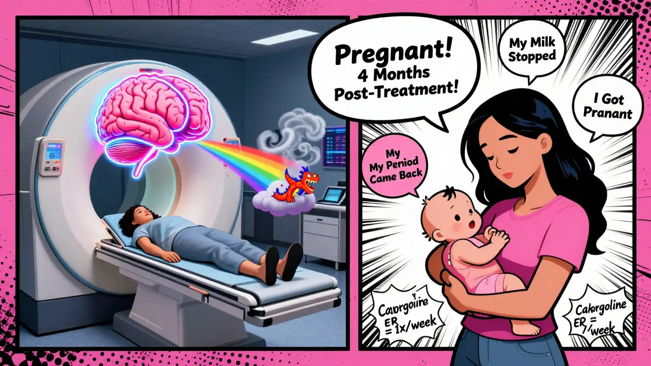 Split-screen of MRI treatment and pregnant woman with success memes