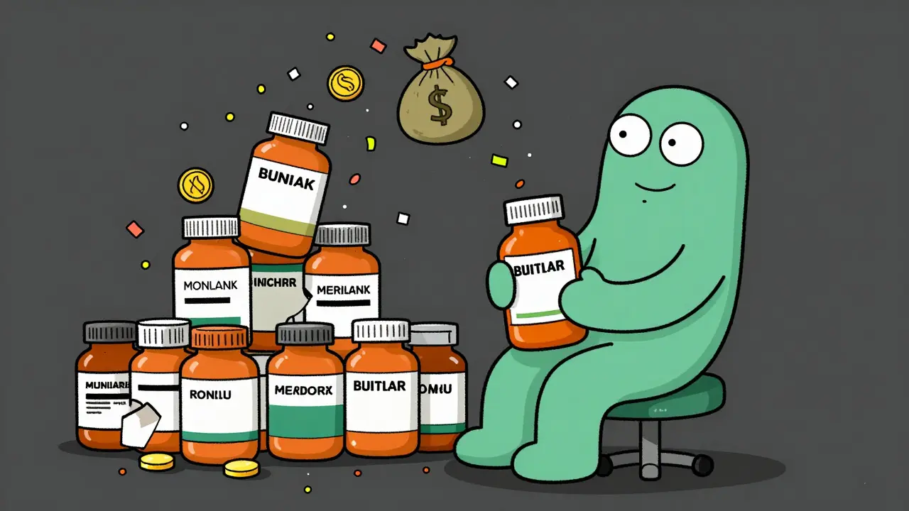 Happy person saving money by using generic medication