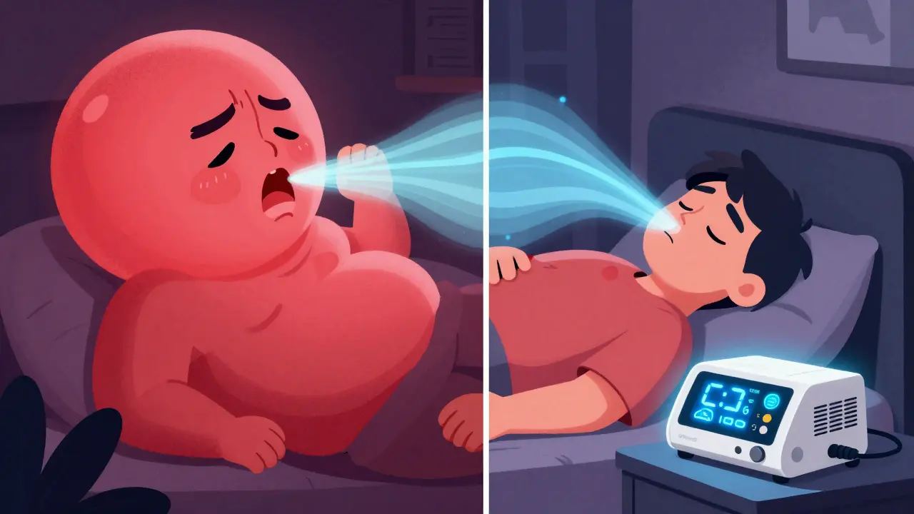 Illustration comparing high vs low CPAP pressure comfort