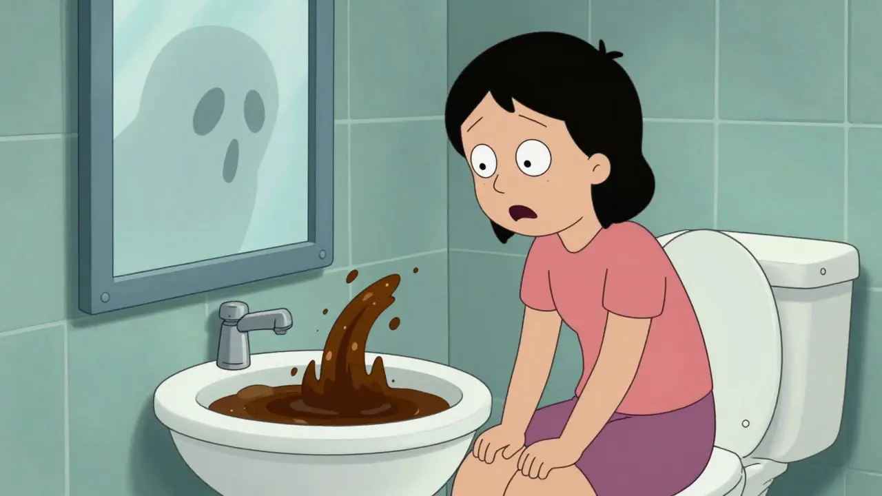 Person shocked by dark urine with ghostly grapefruit