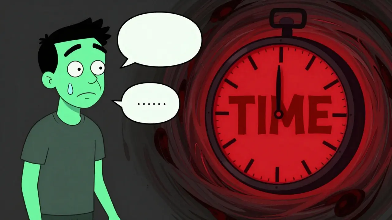 Split screen showing FAST stroke signs and a ticking clock