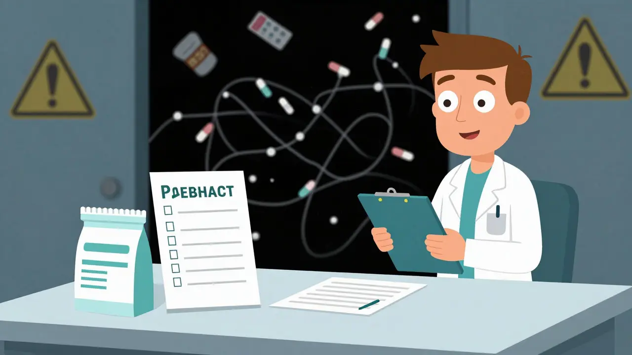 Organized desk with pharmacist symbolizing safe medication habits