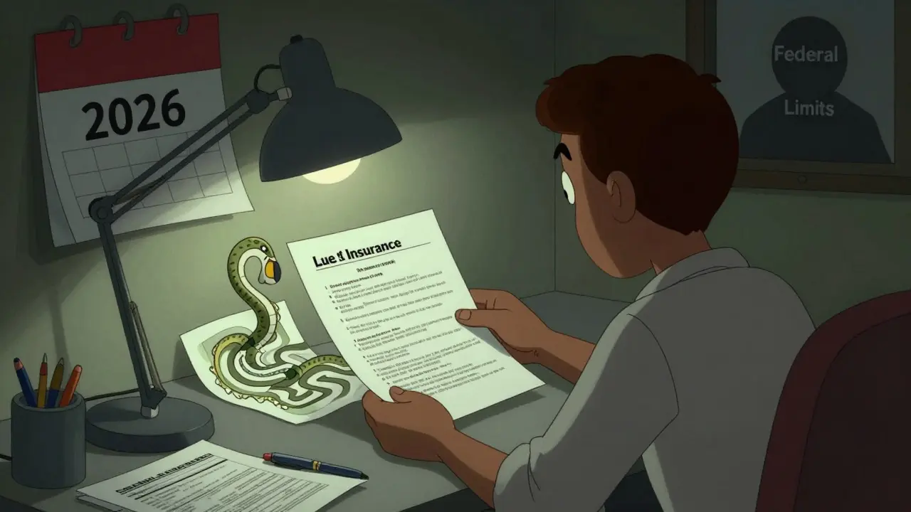 Person stressed by twisting insurance papers under harsh light